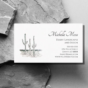 Desert Cactus Southwest Black White  Business Card