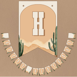 Desert Cactus Southwestern Cowboy Happy Birthday Bunting