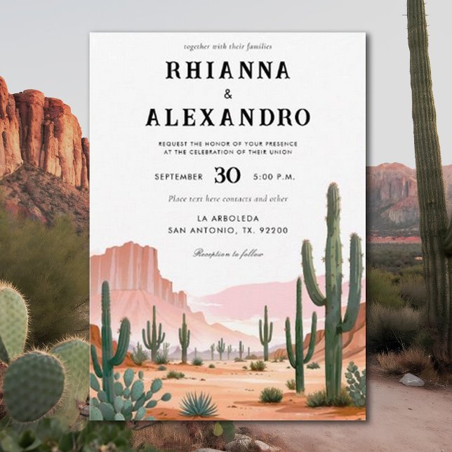 Desert Cactus Spring Summer Watercolor Wedding Invitation (Creator Uploaded)