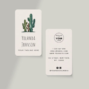 Desert Cactus Succulent Add Logo & Social Media Business Card