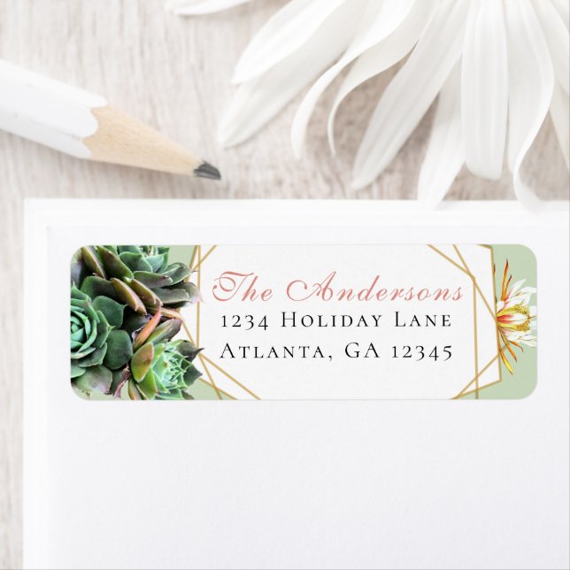 Desert Cactus Succulent Geometric  Gold Frame (Insitu)