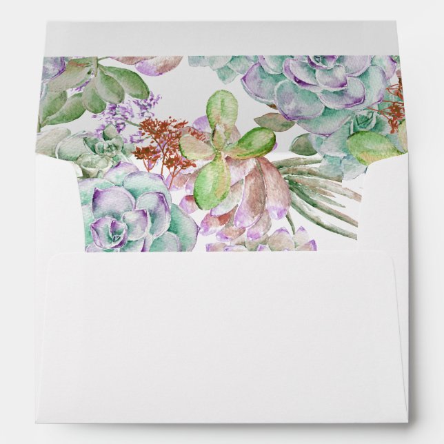 Desert Cactus Succulent liner wedding Envelopes (Back (Bottom))