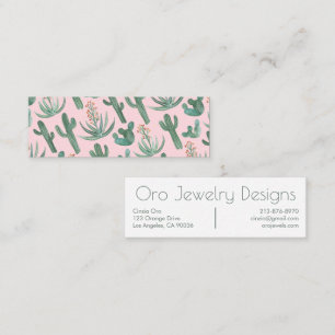 Desert Cactus & Succulents Chic Watercolor Pattern Mini Business Card
