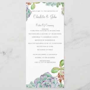 Desert Cactus Succulents Wedding programs Programme