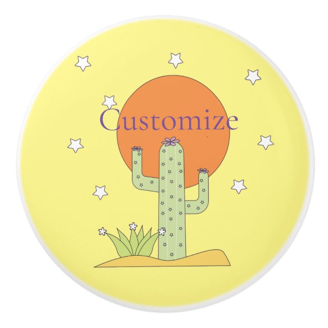 Desert Cactus Sun Thunder_Cove  Ceramic Knob (Front)
