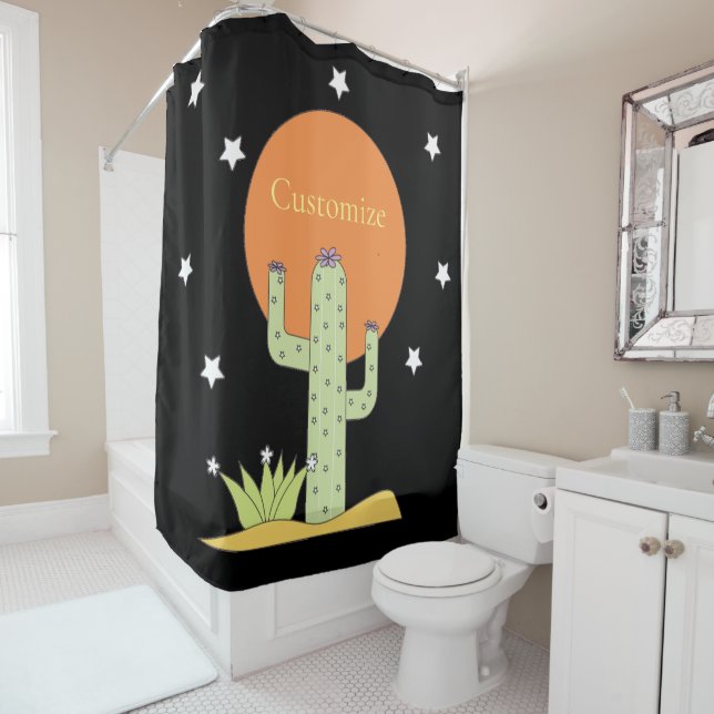 Desert Cactus Sun Thunder_Cove  Shower Curtain (In Situ)