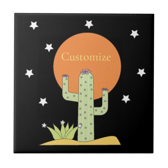 Desert Cactus Sun Thunder_Cove  Tile (Front)