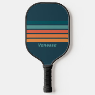 Desert Cactus Sunrise Across Striping with Name Pickleball Paddle