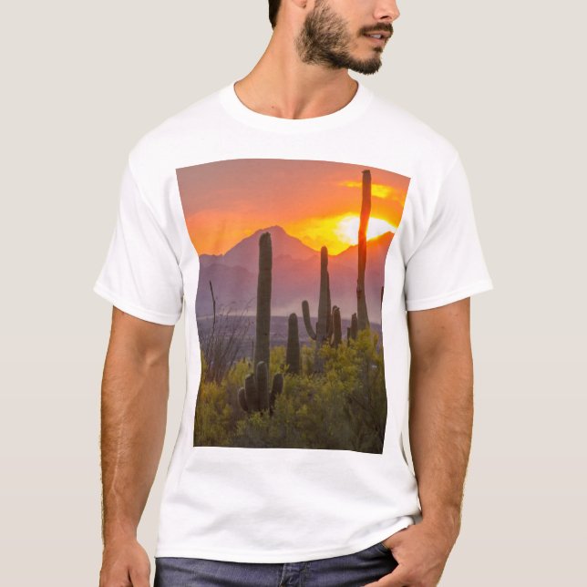 Desert cactus sunset, Arizona T-Shirt (Front)