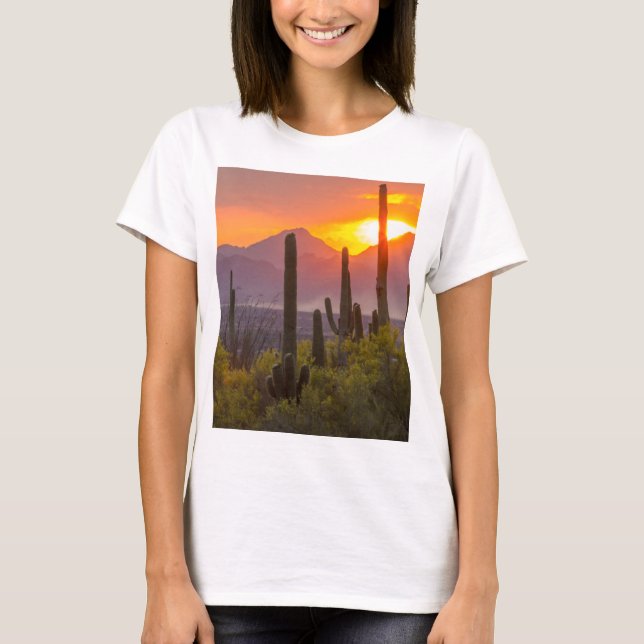 Desert cactus sunset, Arizona T-Shirt (Front)