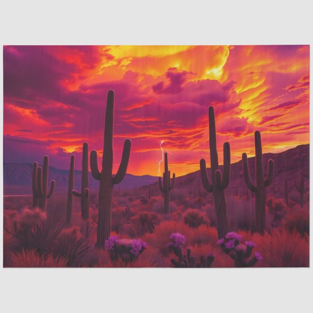 Desert Cactus Sunset Decoupage Paper – Southwest  (Front)