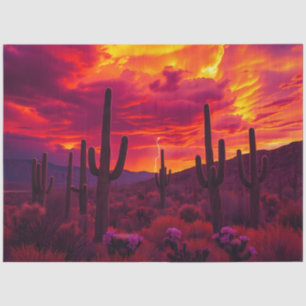 Desert Cactus Sunset Lightning Dramatic Southwest Tissue Paper