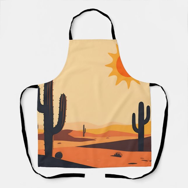 Desert Cactus Sunset Silhouette  Apron (Front)