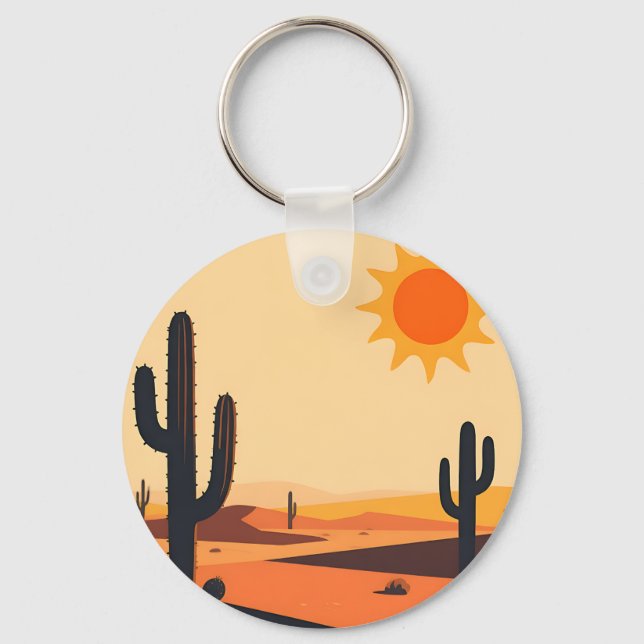 Desert Cactus Sunset Silhouette  Key Ring (Front)