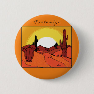 Desert Cactus Sunset Thunder_Cove 6 Cm Round Badge
