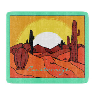 Desert Cactus Sunset Thunder_Cove Cutting Board