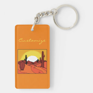 Desert Cactus Sunset Thunder_Cove Key Ring