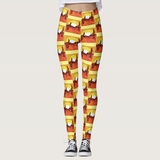 Desert Cactus Sunset Thunder_Cove Leggings (Front)