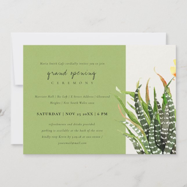 DESERT CACTUS WATERCOLOR GRAND OPENING CEREMONY INVITATION (Front)
