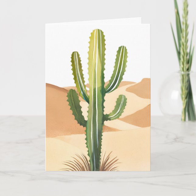 Desert Cactus | Watercolor Green Cacti Card (Front)