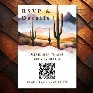Desert Cactus Wedding QR Code Details RSVP Card