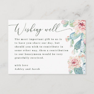 Desert Cactus Wishing Well. Honeymoon Fund Wedding Enclosure Card