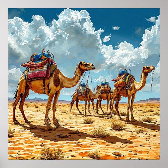 🐪 Desert Camel Caravan Sunset Sahara Journey Poster (Front)