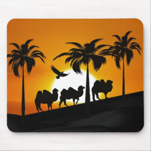 Desert Camels at sunset Mouse Pad