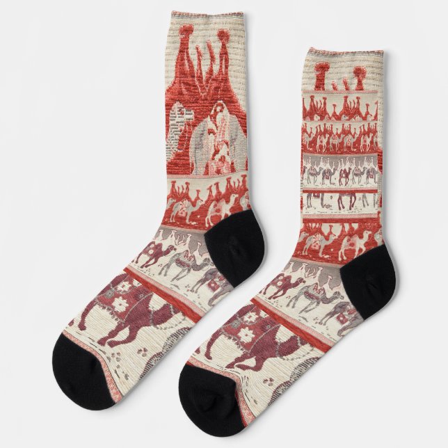 Desert Camels Caravan Art Socks (Left)