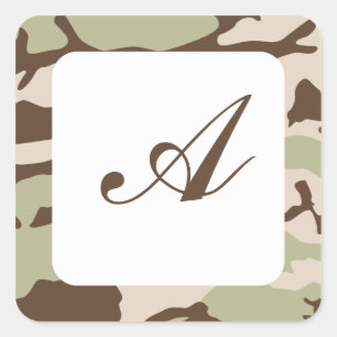 Desert Camo Monogram Square Sticker