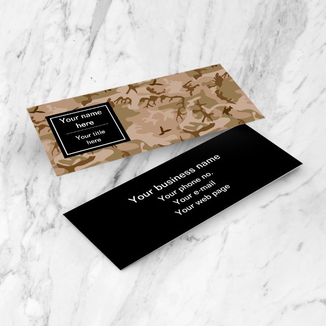 Desert Camouflage, Brown Camo, Military, Army Mini Business Card (Creator Uploaded)