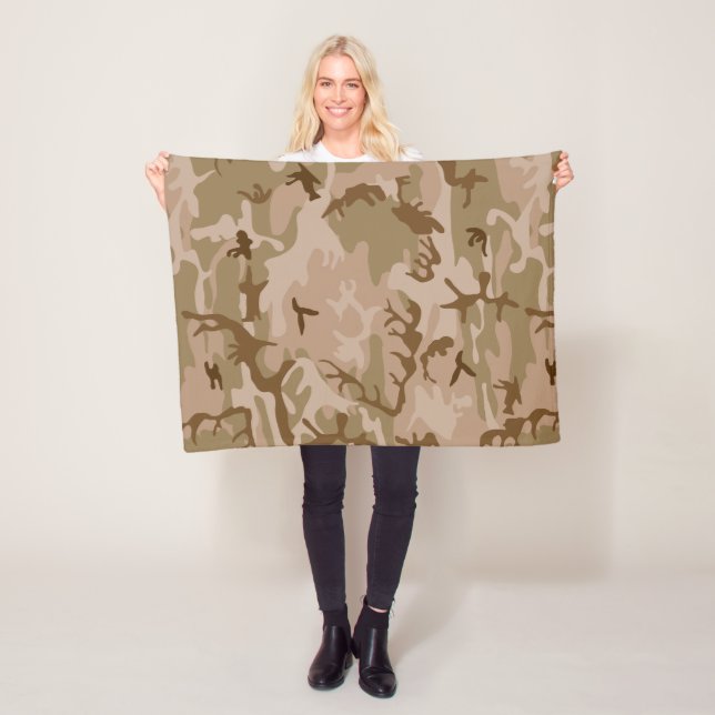 Desert Camouflage Pattern, Military Pattern, Army Fleece Blanket (In Situ)