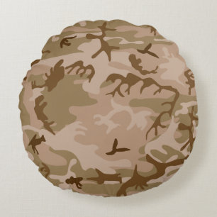 Desert Camouflage Pattern, Military Pattern, Army Round Cushion