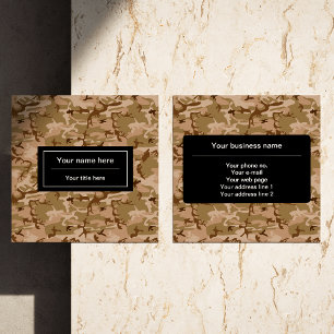 Desert Camouflage Pattern, Military Pattern, Army Square Business Card