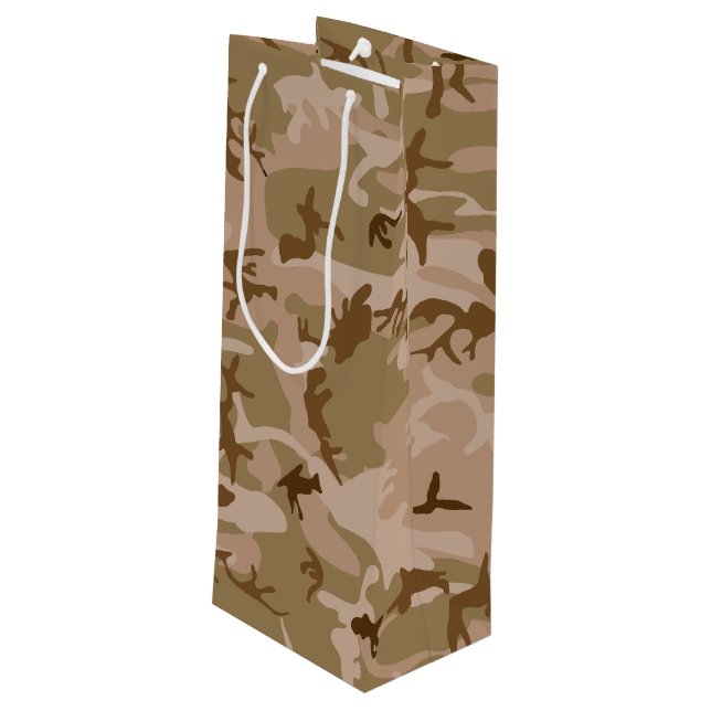 Desert Camouflage Pattern, Military Pattern, Army Wine Gift Bag (Back Angled)