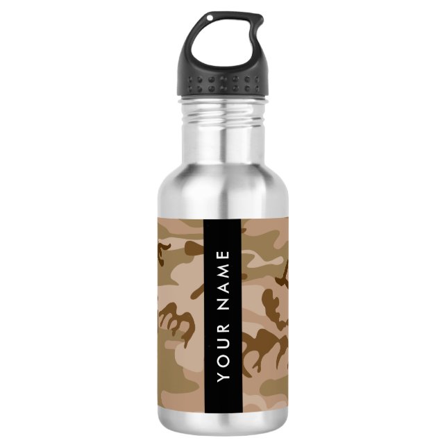 Desert Camouflage Pattern, Your name, Personalise 532 Ml Water Bottle (Front)