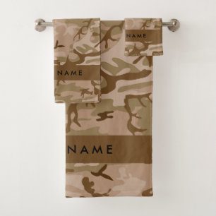 Desert Camouflage Pattern, Your name, Personalise Bath Towel Set