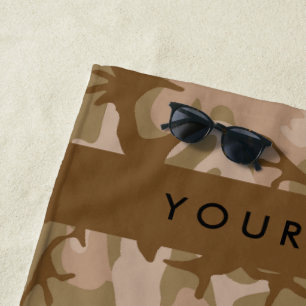 Desert Camouflage Pattern, Your name, Personalise Beach Towel