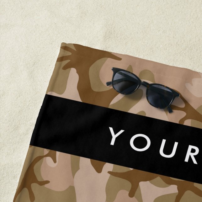 Desert Camouflage Pattern, Your name, Personalise Beach Towel (In Situ)