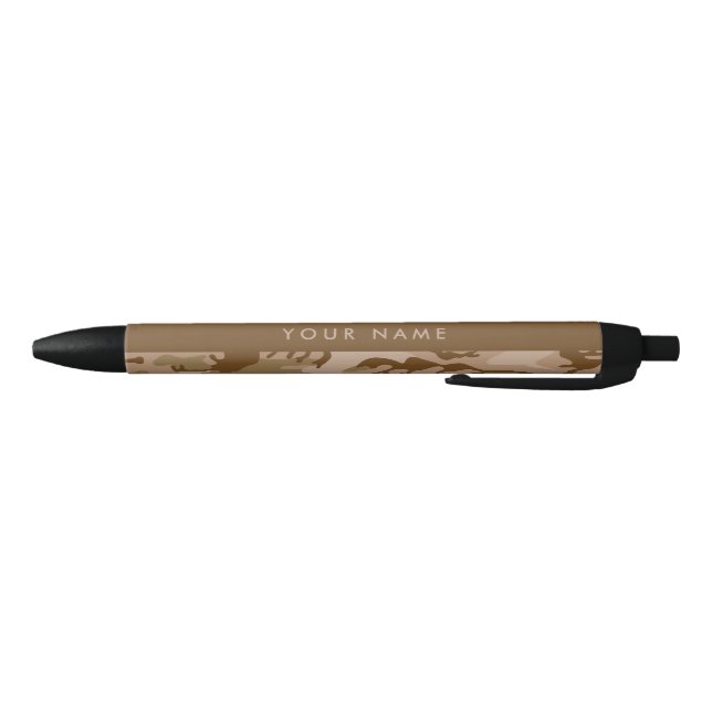 Desert Camouflage Pattern, Your name, Personalise Black Ink Pen (Bottom)