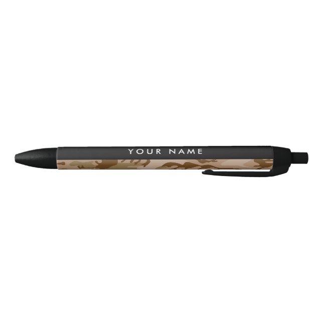 Desert Camouflage Pattern, Your name, Personalise Black Ink Pen (Bottom)