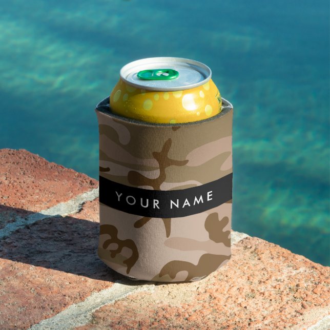 Desert Camouflage Pattern, Your name, Personalise Can Cooler (In Situ Pool)