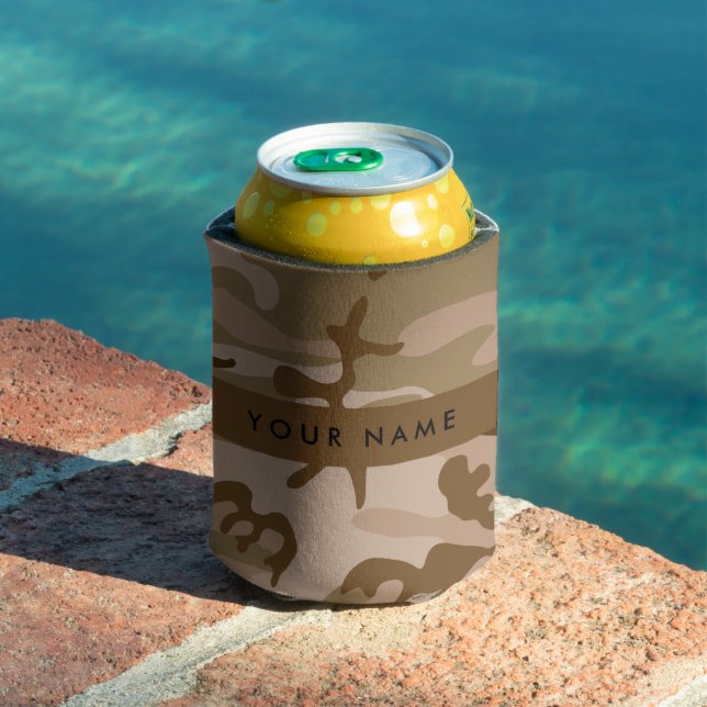Desert Camouflage Pattern, Your name, Personalise Can Cooler (In Situ Pool)