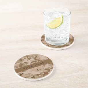 Desert Camouflage Pattern, Your name, Personalise Coaster