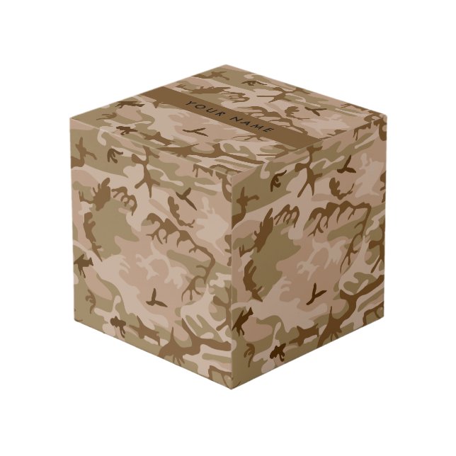 Desert Camouflage Pattern, Your name, Personalise Cube (Front Angled)