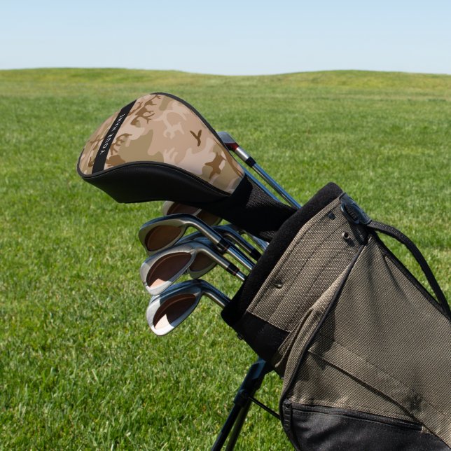 Desert Camouflage Pattern, Your name, Personalise Golf Head Cover (In Situ)