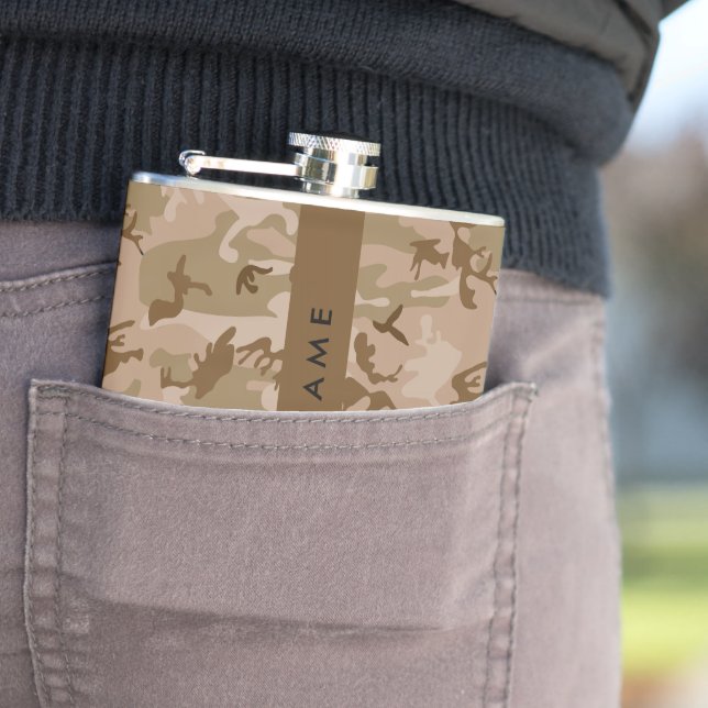 Desert Camouflage Pattern, Your name, Personalise Hip Flask (In Situ)