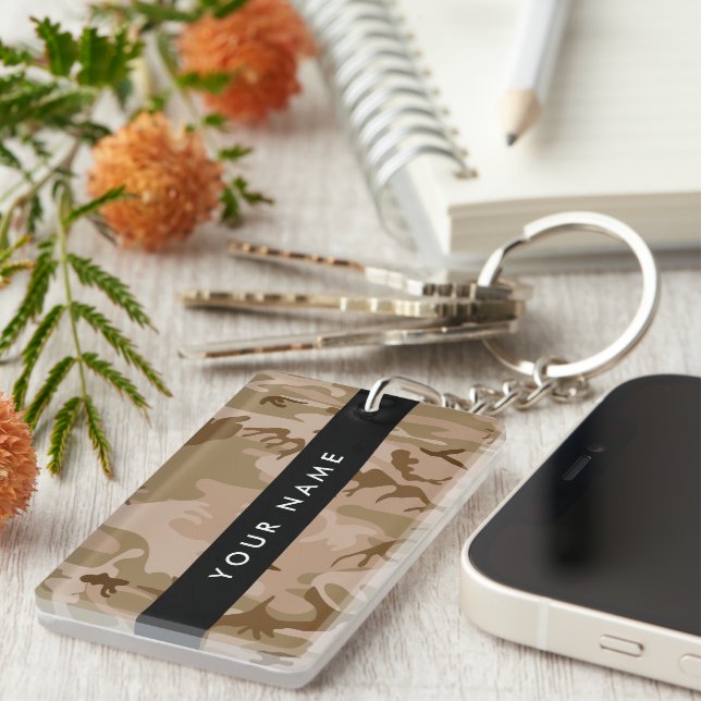 Desert Camouflage Pattern, Your name, Personalise Key Ring (Front Right)