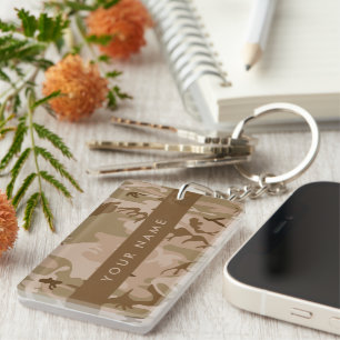 Desert Camouflage Pattern, Your name, Personalise Key Ring