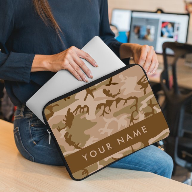 Desert Camouflage Pattern, Your name, Personalise Laptop Sleeve (Creator Uploaded)